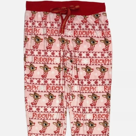 Rudolph Red Nosed Reindeer Womens Pink Fleece XL - Picture 1 of 5